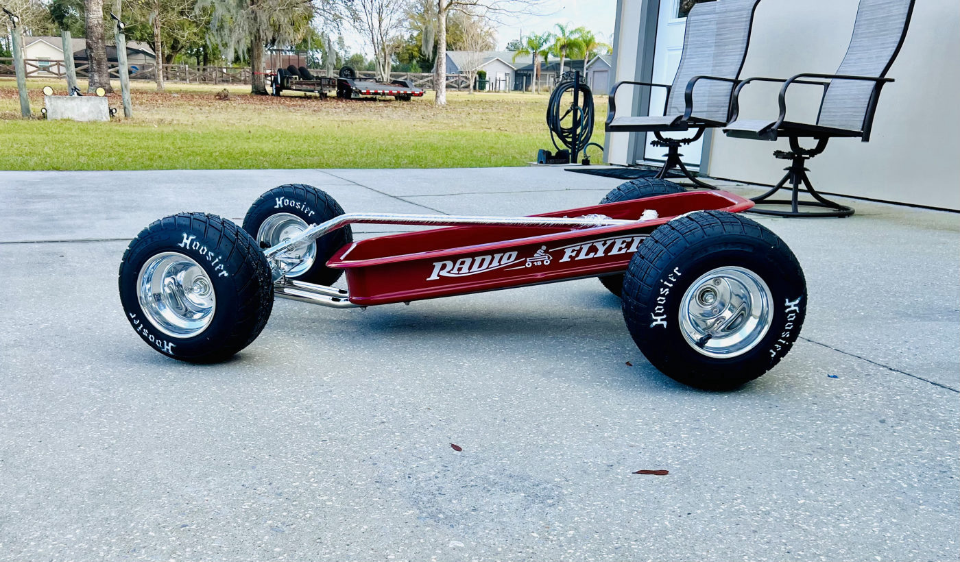 DKCC Hot Rod Flyer — low side profile with Radio Flyer logo and full dragster stance