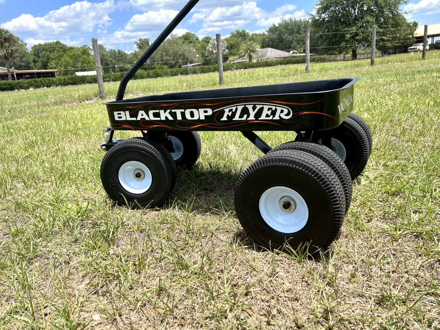 DKCC Blacktop Flyer — rear three-quarter view showing dually axle and Valhalla 1 lettering