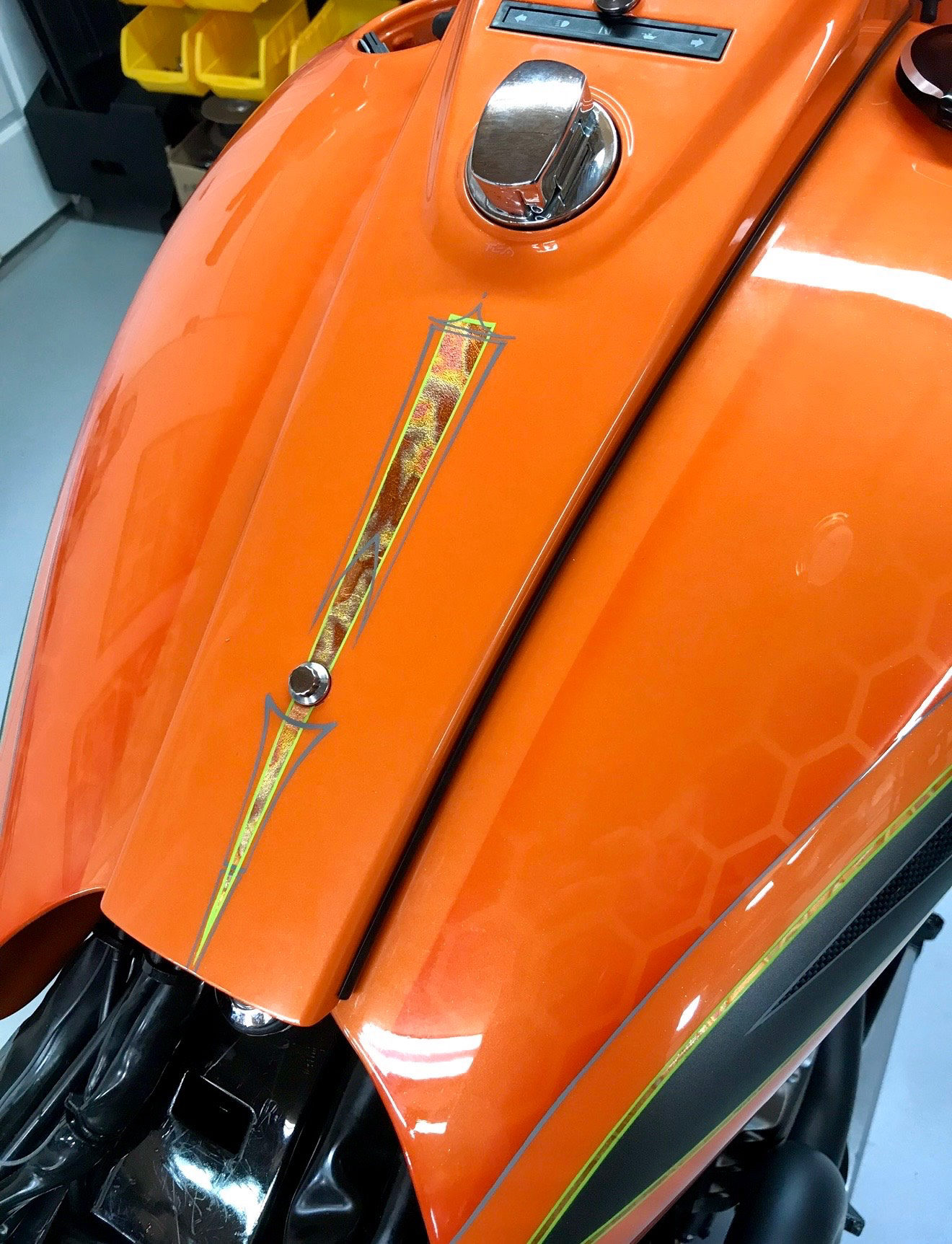 "Orange Tang" Custom H-D Road King — hand-crafted custom motorcycle built by Doug Keim at Creative Cycles, Umatilla FL